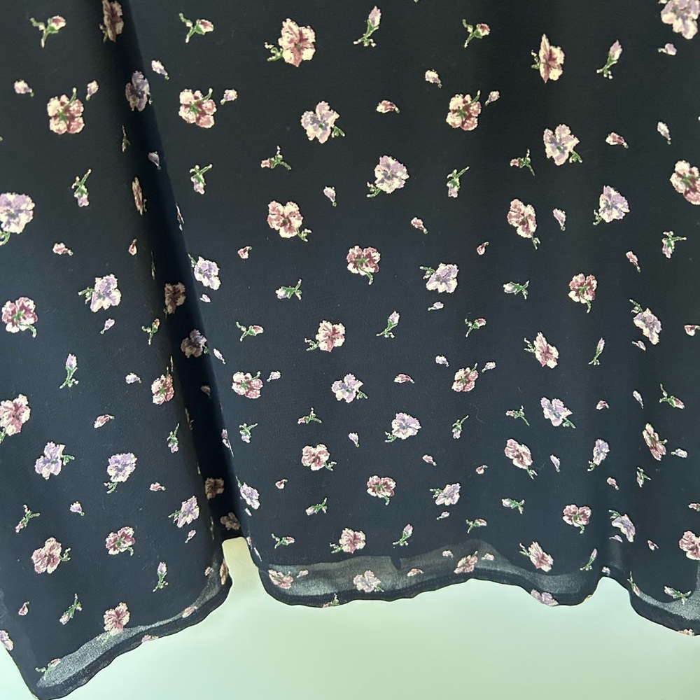 Laura Ashley Floral Maxi Dress Black 8 Vintage Long Sleeve Wool Blend UK Made - Picture 7 of 9
